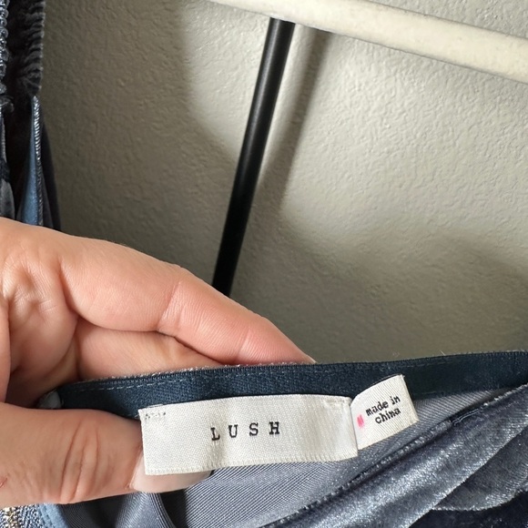 Lush powder blue crushed velvet corset bustier puff sleeve romantic blouse shirt - Picture 4 of 6